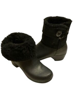 Dansko Stormy Black Leather / Suede Fur Lined Winter Ankle Boots Size EU38/US 8